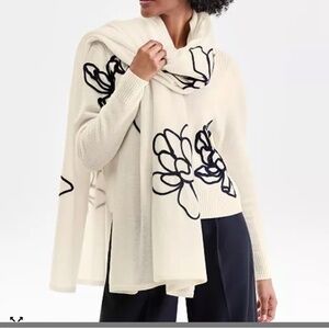 NWT! Charter Club Women's 100% Cashmere Embroidered Floral Oversized Scarf/Wrap